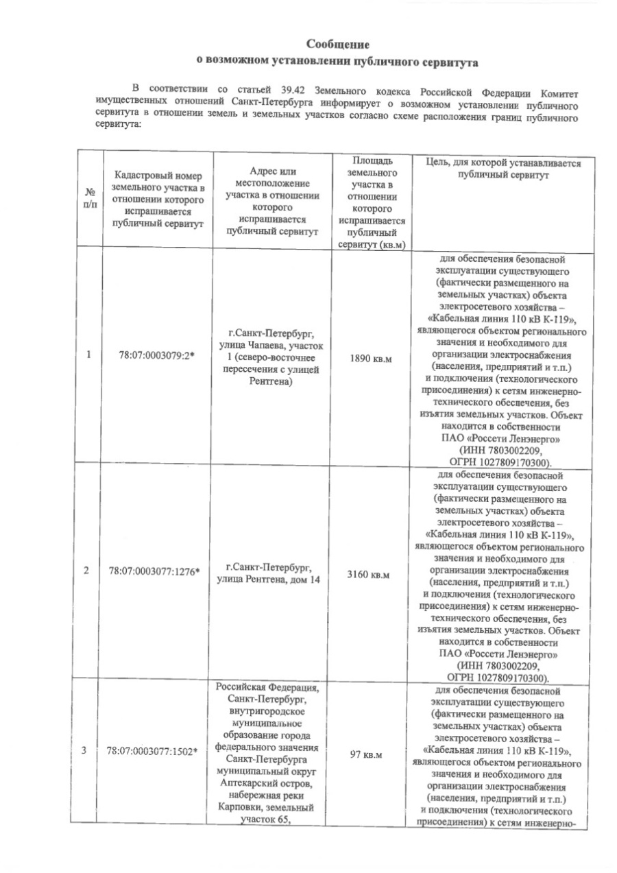 О возможном установлении публичного сервитута